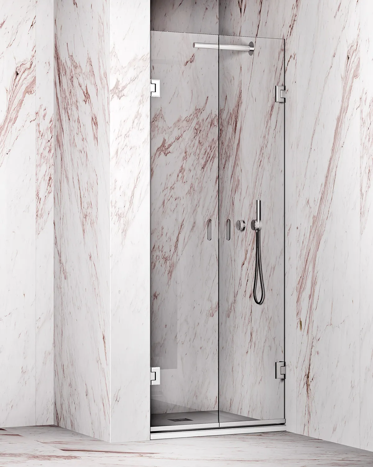 Hinged door for a niche