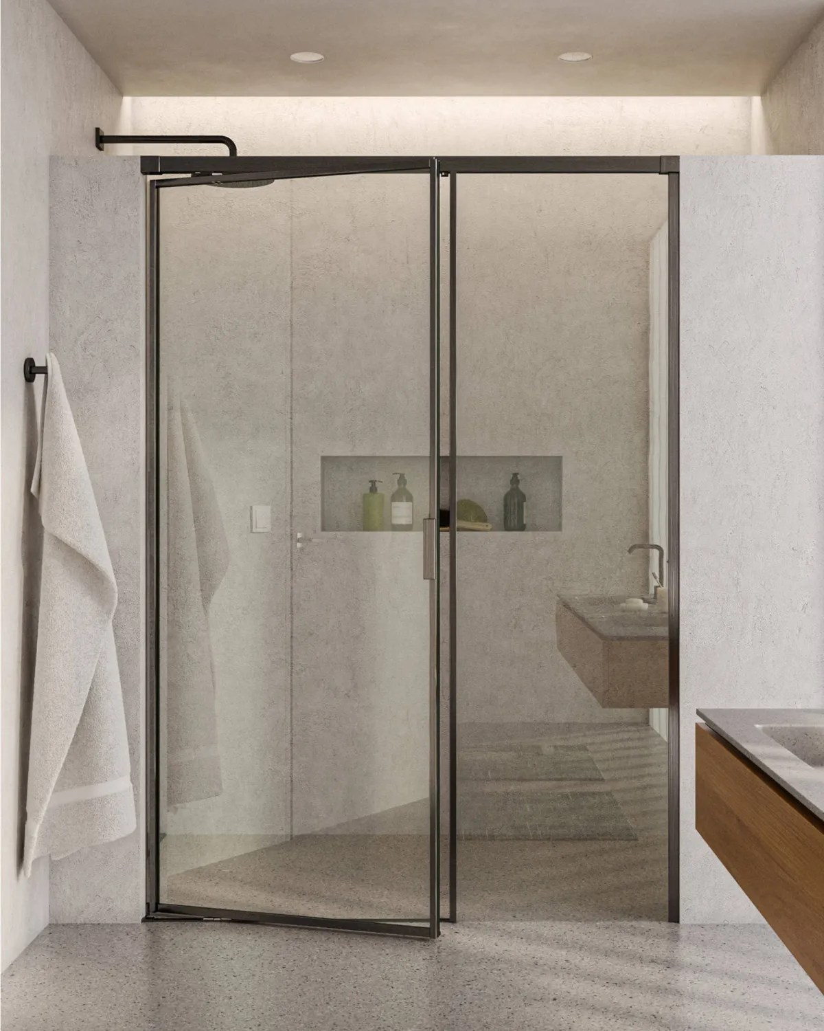 Pivot door for a niche