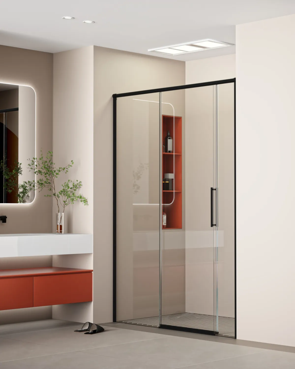 Sliding door for a niche