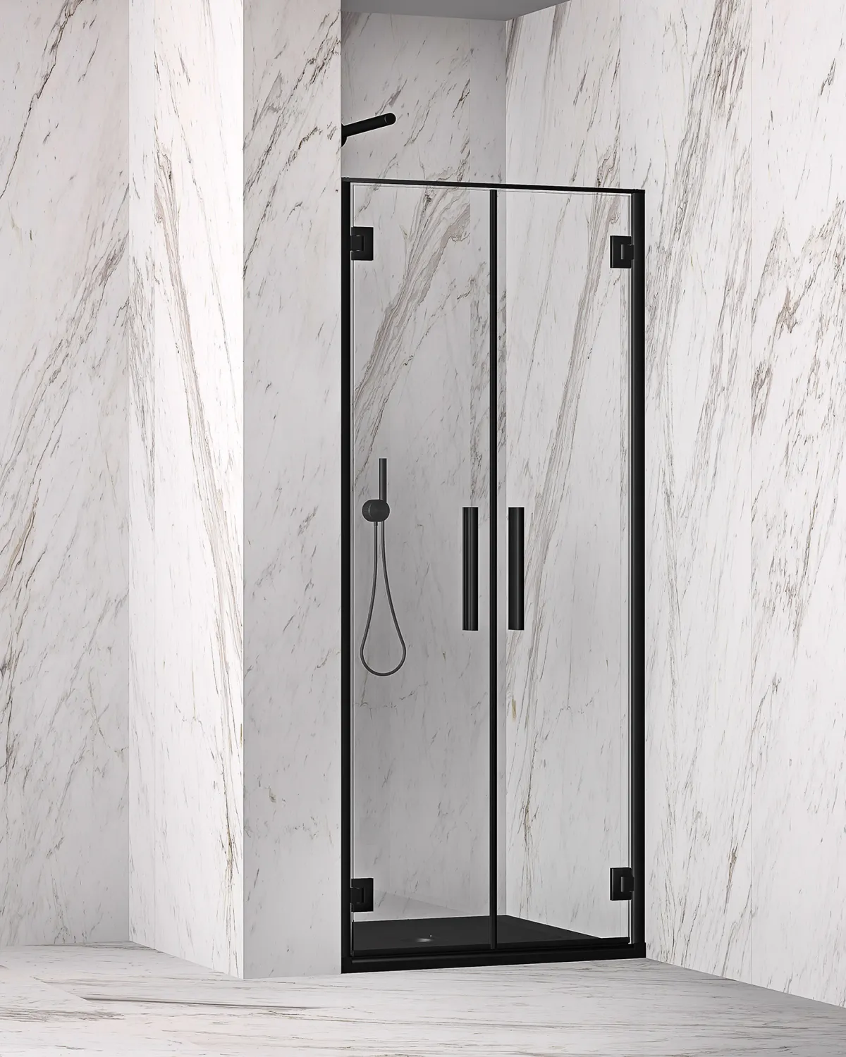 Hinged door for a niche